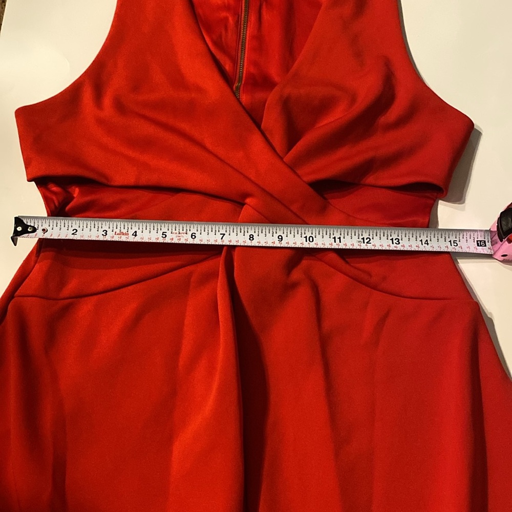 [Express] Red Cut-Out Fit And Flare Dress - Picture 9 of 10